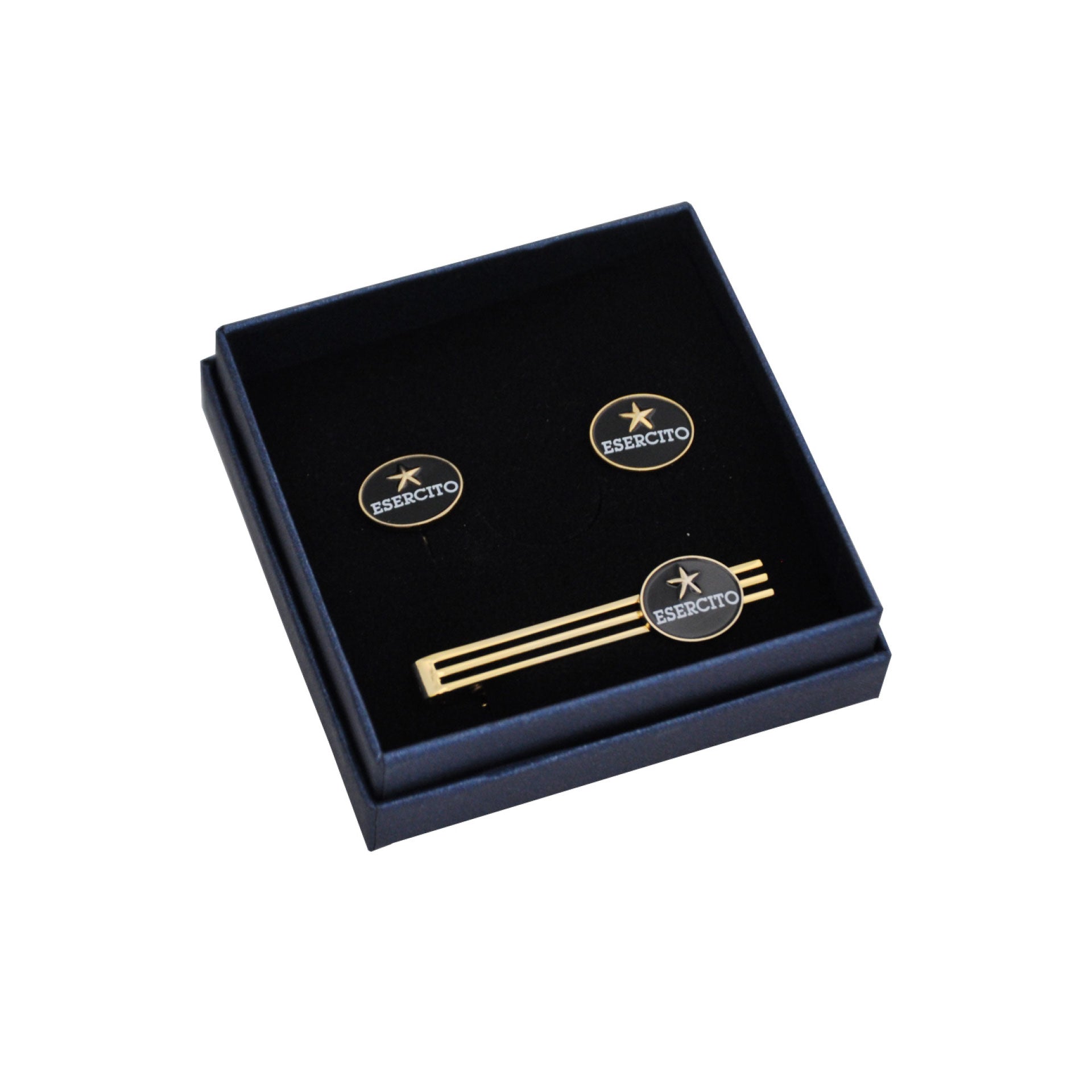 Set Fermacravatta, distintivo e gemelli Esercito in metallo ufficiale - Militare Store